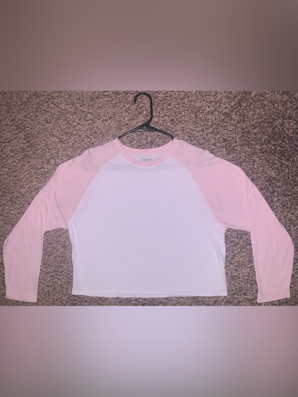 Hollister White Tee with Pale Pink Trim